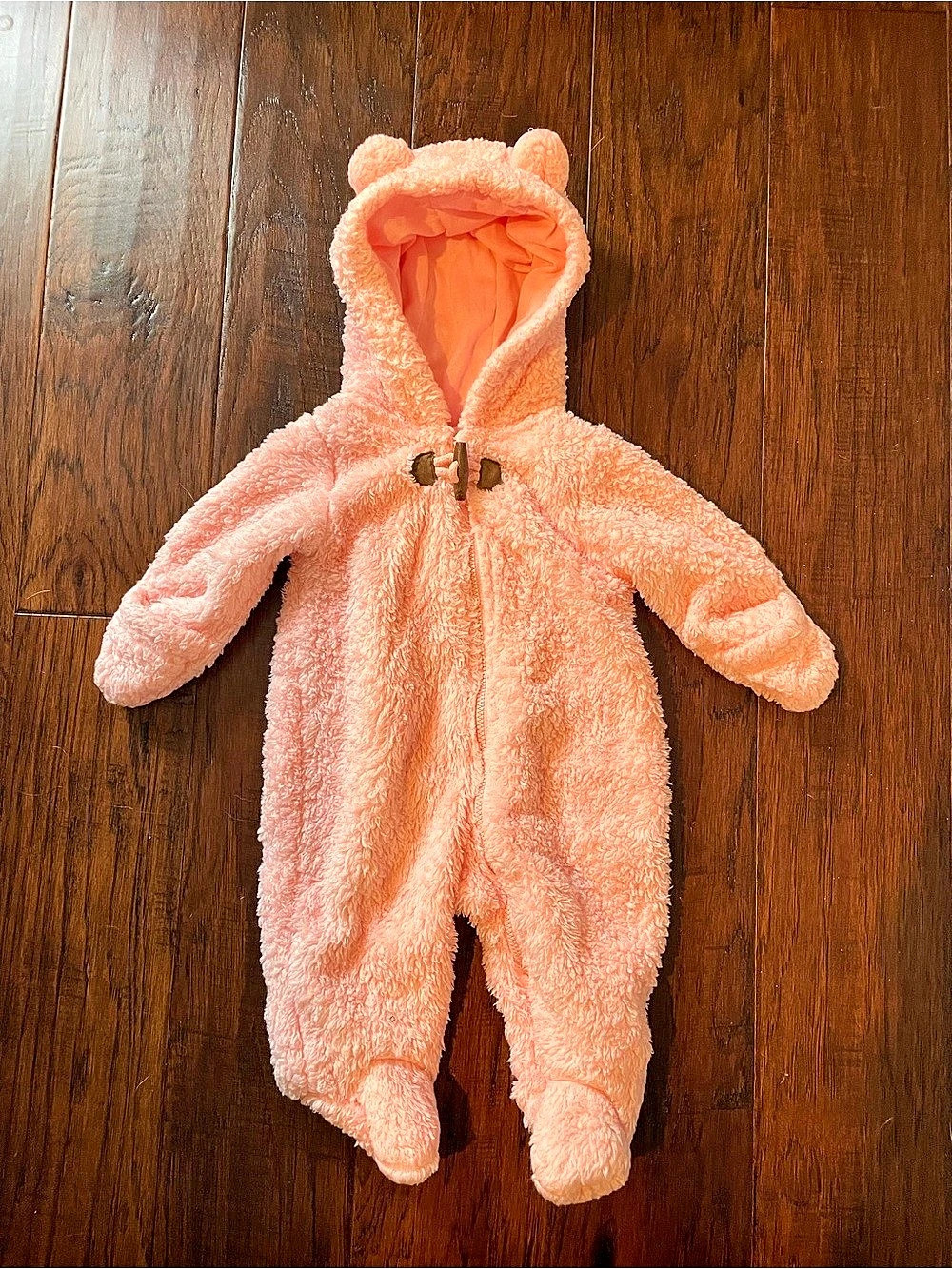 Carter's Bear Sherpa Jumpsuit Pink Hooded Footie Size 3M
